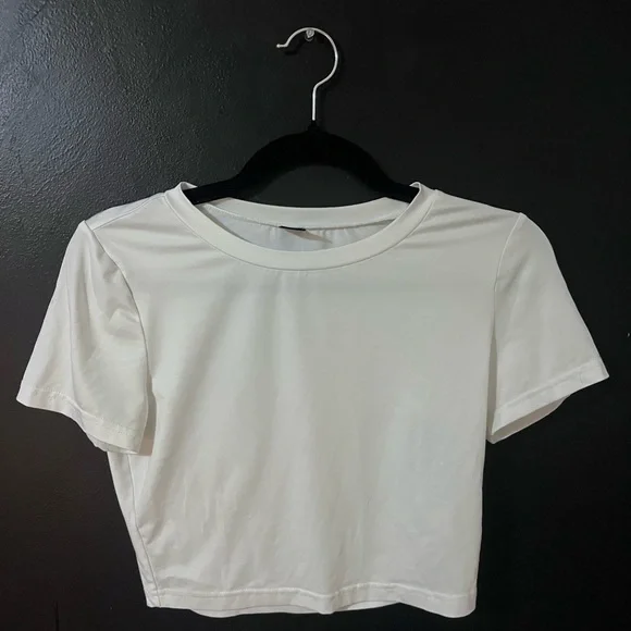 SHEIN Tops Shein White Fitted Crop Tshirt Poshmark